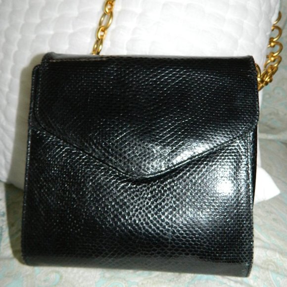 Donna Karan Black 100% Auth. Snake Skin Evening Bag - Picture 10 of 16